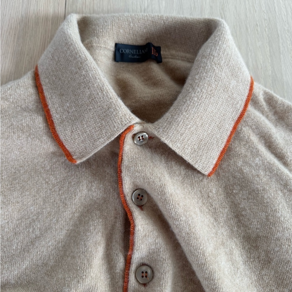 Corneliani Tan Polo Sweater Wool Size Medium - Picture 2 of 8